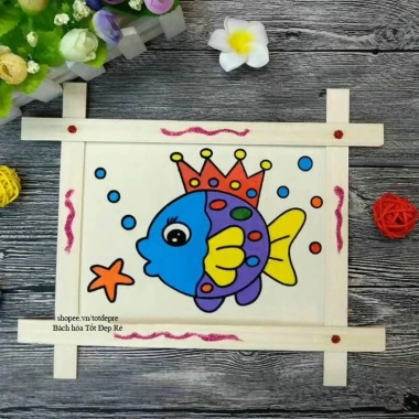 Tranh gỗ tô màu cho bé tặng vỉ 6 màu bút cọ, giá ưu đãi 27.000 VNĐ 2