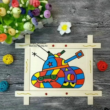 Tranh gỗ tô màu cho bé tặng vỉ 6 màu bút cọ, giá ưu đãi 27.000 VNĐ 4