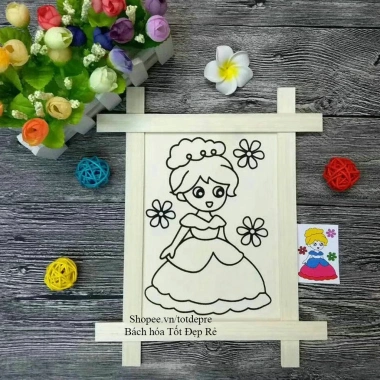 Tranh gỗ tô màu cho bé tặng vỉ 6 màu bút cọ, giá ưu đãi 27.000 VNĐ 5