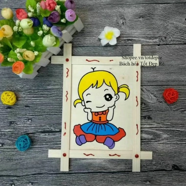 Tranh gỗ tô màu cho bé tặng vỉ 6 màu bút cọ, giá ưu đãi 27.000 VNĐ 7