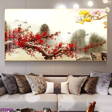 Tranh Hoa Đào và Hoa Mai Tết - Tráng Gương Bền Đẹp, Treo Tường, Quà Cha Mẹ 940k 4 Tranh Hoa Đào và Hoa Mai Tết - Tráng Gương Bền Đẹp, Treo Tường, Quà Cha Mẹ 940k 4