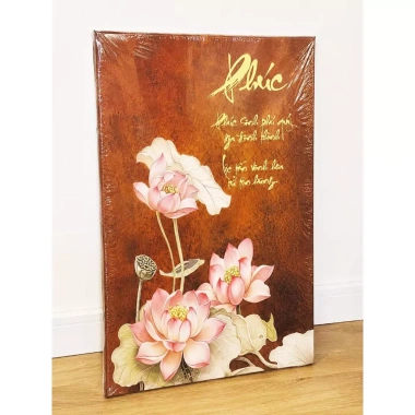 Tranh Hoa Sen Canvas Chữ Thư Pháp Tâm Phúc An - Trang trí phòng khách, phòng thờ, phòng thiền, giá ưu đãi 169k