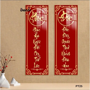 Tranh Hoành Phi Câu Đối Treo Phòng Thờ Tráng Gương Viền Vàng Cao Cấp 24H Decor