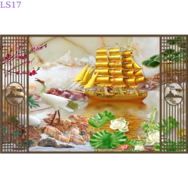 Tranh lam sóng hiện đại - Tranh vải lụa 3D dán tường decor phòng, giảm giá 69k 4