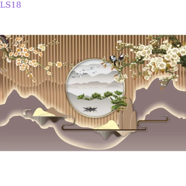 Tranh lam sóng hiện đại - Tranh vải lụa 3D dán tường decor phòng, giảm giá 69k 5