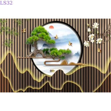 Tranh lam sóng hiện đại - Tranh vải lụa 3D dán tường decor phòng, giảm giá 69k 6