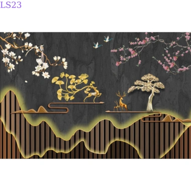 Tranh lam sóng hiện đại - Tranh vải lụa 3D dán tường decor phòng, giảm giá 69k 9
