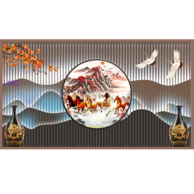 Tranh lam sóng hiện đại - Tranh vải lụa 3D dán tường decor phòng, giảm giá 69k 10