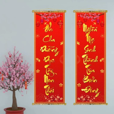 Tranh Liễn Câu Đối Tết 2.026 - Ôn Cha, Dưỡng Dục, Nghĩa Mẹ, Giá ưu đãi 93.700₫