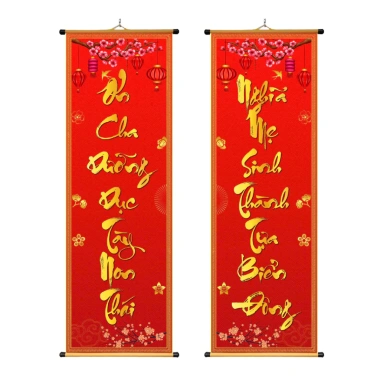 Tranh Liễn Câu Đối Tết 2.026 - Ôn Cha, Dưỡng Dục, Nghĩa Mẹ, Giá ưu đãi 93.700₫