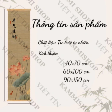 Tranh Mành Trúc Hoa Sen In UV - Phong Thủy Phòng, Giảm 22% Chỉ 177.750 VND