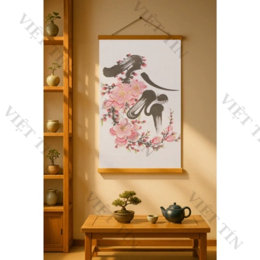 Tranh Mành Trúc Thư Pháp In UV Treo Tường - Bình An, May Mắn, Tài Lộc, 173.800₫ 2