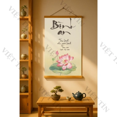 Tranh Mành Trúc Thư Pháp In UV Treo Tường - Bình An, May Mắn, Tài Lộc, 173.800₫ 6