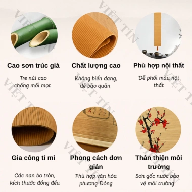 Tranh Mành Trúc Thư Pháp In UV Treo Tường - Bình An, May Mắn, Tài Lộc, 173.800₫ 7