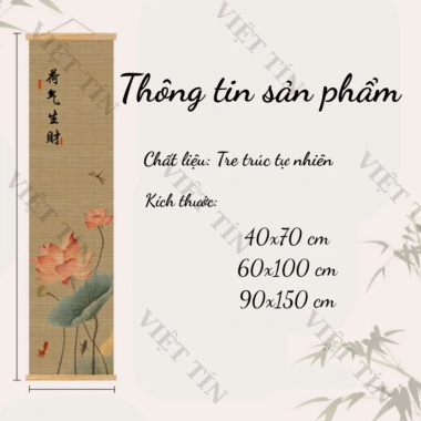 Tranh Mành Trúc Thư Pháp In UV Treo Tường - Bình An, May Mắn, Tài Lộc, 173.800₫ 8