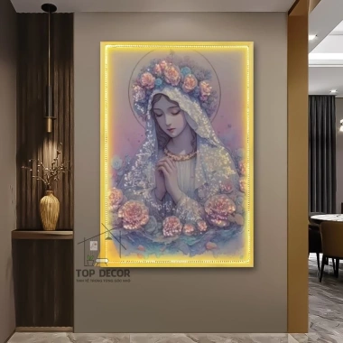 Tranh Phật và Công Giáo Đính Đá Pha Lê Đèn LED Treo Tường - Trang Trí Phòng Khách, Phòng Thờ - Giá ưu đãi 520.000 VND 4