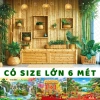Tranh phong cảnh sơn thủy 6m - Cảnh núi non thơ mộng, phông nền lớn, giảm giá 228.000₫