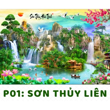Tranh phong cảnh sơn thủy 6m - Cảnh núi non thơ mộng, phông nền lớn, giảm giá 228.000₫