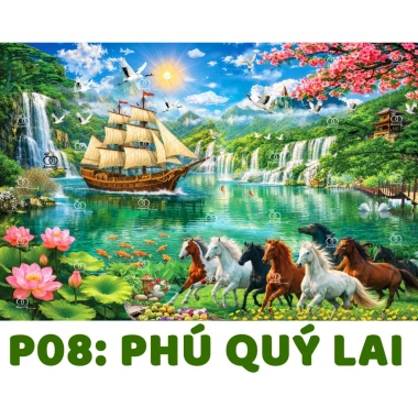 Tranh phong cảnh sơn thủy 6m - Cảnh núi non thơ mộng, phông nền lớn, giảm giá 228.000₫