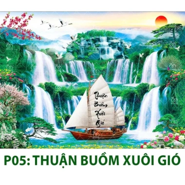 Tranh phong cảnh sơn thủy 6m - Cảnh núi non thơ mộng, phông nền lớn, giảm giá 228.000₫