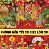Tranh Phông Nền Tết Bính Ngọ Vải Cavas Lụa Cao Cấp - Trang Trí Văn Phòng, Trường Học - TET07 Giá Ưu Đãi 169k