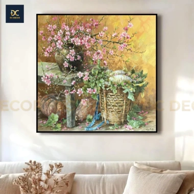Tranh sơn dầu hoa mai hoa đào – Canvas trang trí Tết, nhà cửa, giá chỉ 84.000₫ 9