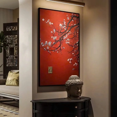 Tranh Tết hoa nên đỏ in canvas 60x90 cm - Treo tường decor giảm giá 229.000đ