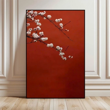 Tranh Tết hoa nên đỏ in canvas 60x90 cm - Treo tường decor giảm giá 229.000đ