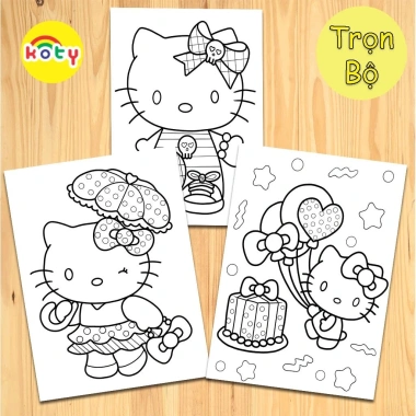 Tranh Tô Màu Hello Kitty 50 Tờ A4 A5 - Dành cho Màu Sáp và Chì, Giá 19.900 VND