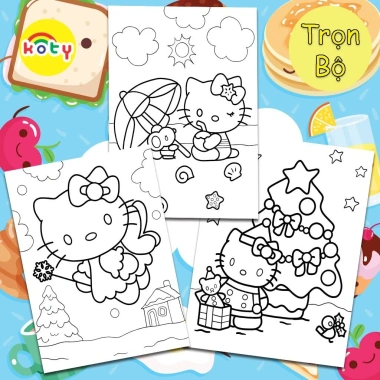 Tranh Tô Màu Hello Kitty 50 Tờ A4 A5 - Dành cho Màu Sáp và Chì, Giá 19.900 VND 3 Tranh Tô Màu Hello Kitty 50 Tờ A4 A5 - Dành cho Màu Sáp và Chì, Giá 19.900 VND 3