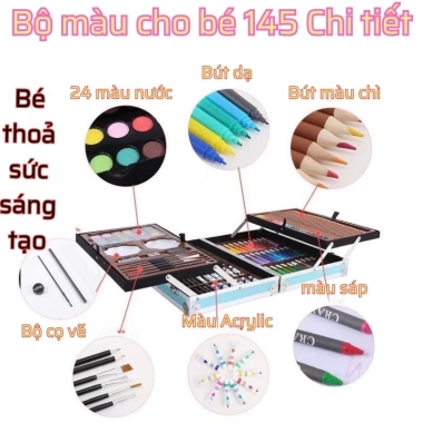 Tranh tô màu Kuromi và Bút màu 145 chi tiết - Quà sinh nhật bé gái, hộp Capybara 279k