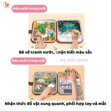 Tranh tô màu nước cho bé nhiều chủ đề, tái sử dụng, tặng bút, chỉ 25.000₫ Shop Mẹ Mốc