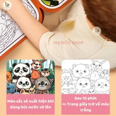 Tranh tô màu nước cho bé nhiều chủ đề, tái sử dụng, tặng bút, chỉ 25.000₫ Shop Mẹ Mốc