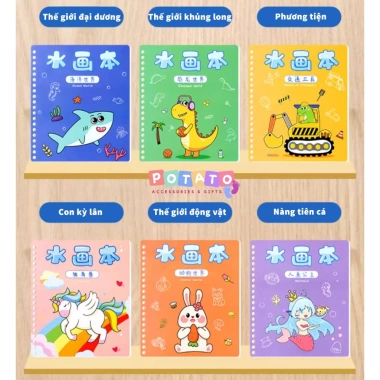 Tranh Tô Màu Nước Ma Thuật Nhiều Chủ Đề Cho Bé Dùng Nhiều Lần, Tặng Bút, 35.999₫ 4