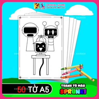Tranh tô màu Sprunki - Sách tô màu nước cho bé gái, nhân vật hoạt hình, chỉ 20.000 VND 8