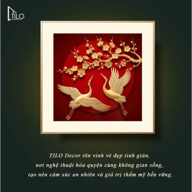Tranh Tráng Gương Đôi Hạc Vàng Phong Thủy Quà Tặng Doanh Nghiệp Sếp Dịp Tết