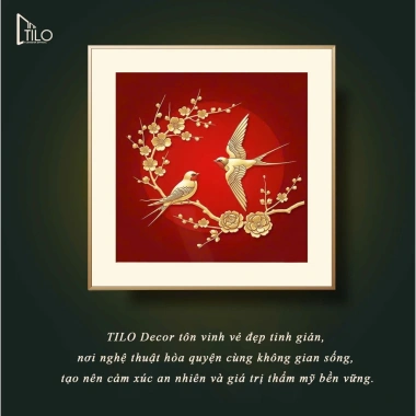 Tranh Tráng Gương Đôi Hạc Vàng Phong Thủy Quà Tặng Doanh Nghiệp Sếp Dịp Tết