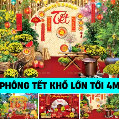 Tranh trang trí Canvas khổ lớn 4m TET09 - Phông nền Tết 2.026 giá 169k BEEKIDS