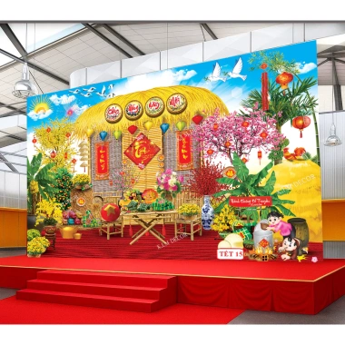 Tranh trang trí Canvas khổ lớn 4m TET09 - Phông nền Tết 2.026 giá 169k BEEKIDS