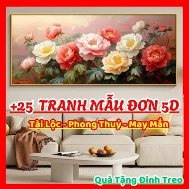 Tranh Treo Phòng Khách Hoa Mẫu Đơn Tài Lộc Phong Thủy Cao Cấp Size To May Mắn Tráng Gương Quà Biếu Tặng 660k
