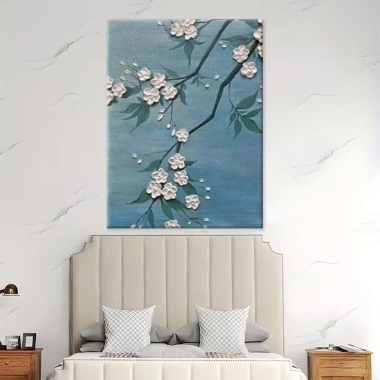 Tranh treo Tết 2.026 hoa anh đào - Khung gỗ, tranh vải sang trọng, trang trí phòng khách, giá ưu đãi 63.000₫