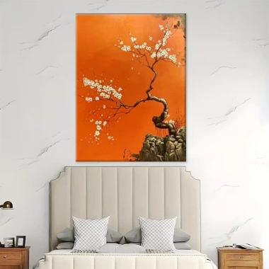 Tranh treo Tết 2.026 hoa anh đào - Khung gỗ, tranh vải sang trọng, trang trí phòng khách, giá ưu đãi 63.000₫