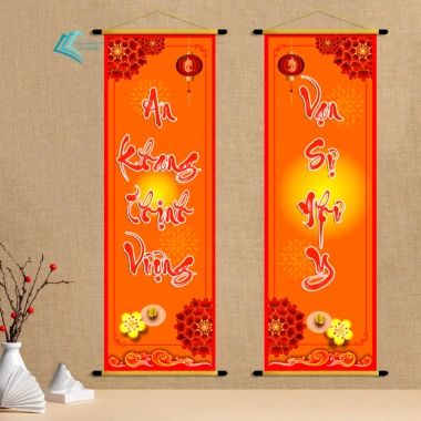 Tranh treo tường Câu Đối Tết mẫu liễn - Trang trí Tết Nguyên Đán, kèm thanh nẹp dây treo hiện đại 75.200₫