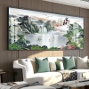 Tranh Treo Tường Thủy Mặc Sơn Hữu Tình Thác Nước Núi Non Phong Thủy Tụ Tài Phòng Khách Cao Cấp 2