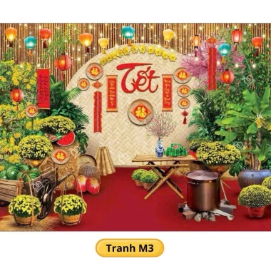 Tranh vải Phông nền Tết Bính Ngọ 2.026 - Trang trí nhà cửa, giá ưu đãi 60.000đ