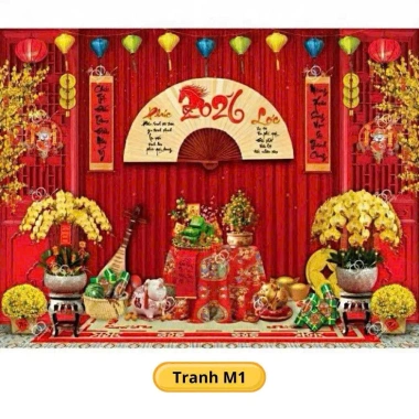 Tranh vải Phông nền Tết Bính Ngọ 2.026 - Trang trí nhà cửa, giá ưu đãi 60.000đ
