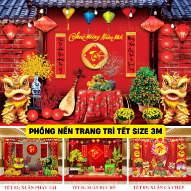 Tranh Vải TẶNG ĐINH Trang Trí Năm Mới 2.026 - Phông Nền Chụp Ảnh Lễ Tết
