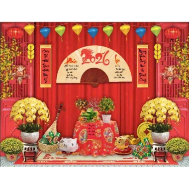 Tranh Vải Tết 2.026 khổ lớn - Phông chụp hình, decor xuân, giảm giá 154.000₫ 8