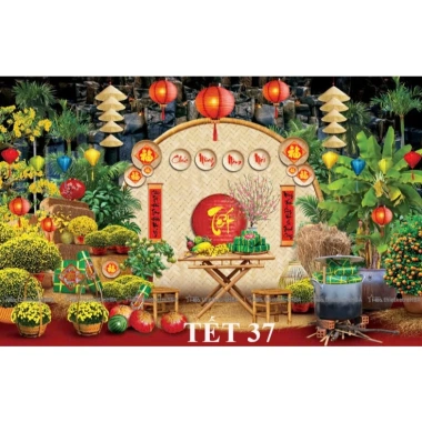 Tranh Vải Tết 3x2m3 Trang Trí Tết Năm Mới - Thảm Vải Truyền Thống Giá 199.000 VND