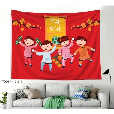 Tranh vải Tết Tín Phát - Backdrop chúc mừng Năm Mới 2.025, giá ưu đãi 85.000 VNĐ